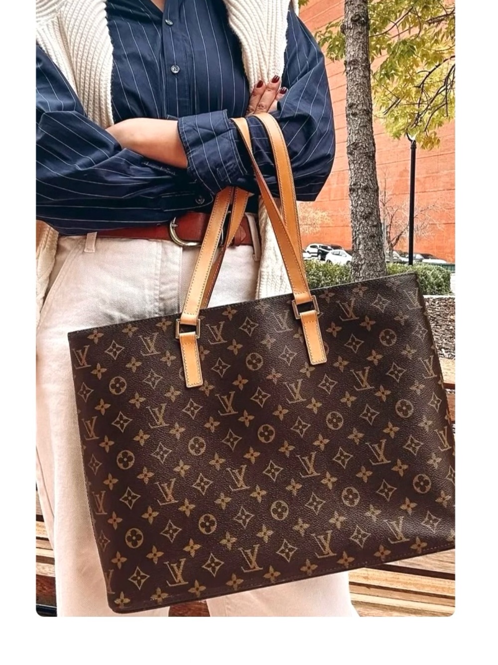 Authentic Louis Vuitton Luco tote bag M51155 brown monogram LV canvas w leather